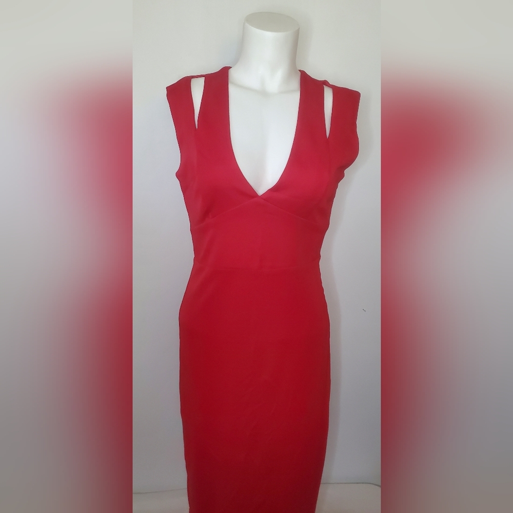 A.B.S.collection Size 4-dress Flame Red- sleeveless -side Zipper -V-neck